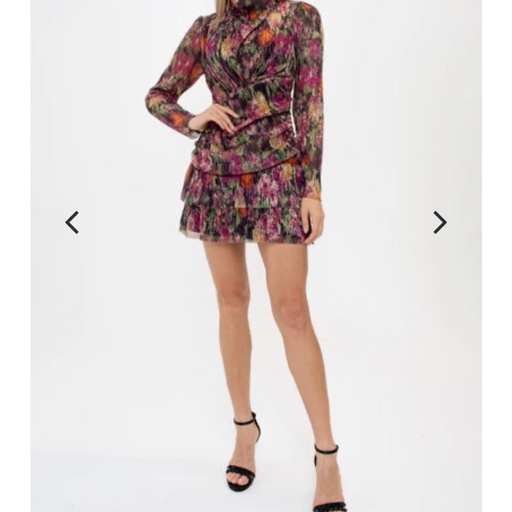 Lavender Brown Multicolor Long Sleeve Dress - Picture 16 of 16